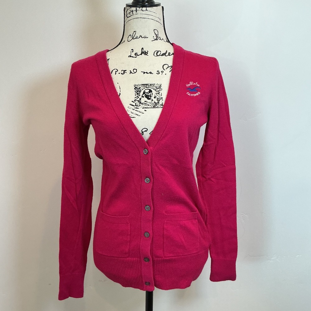 Vintage Hollister‎ Deep V-Neck Cardigan Size M Fitted Bella Swan Preppy Y2K 90s